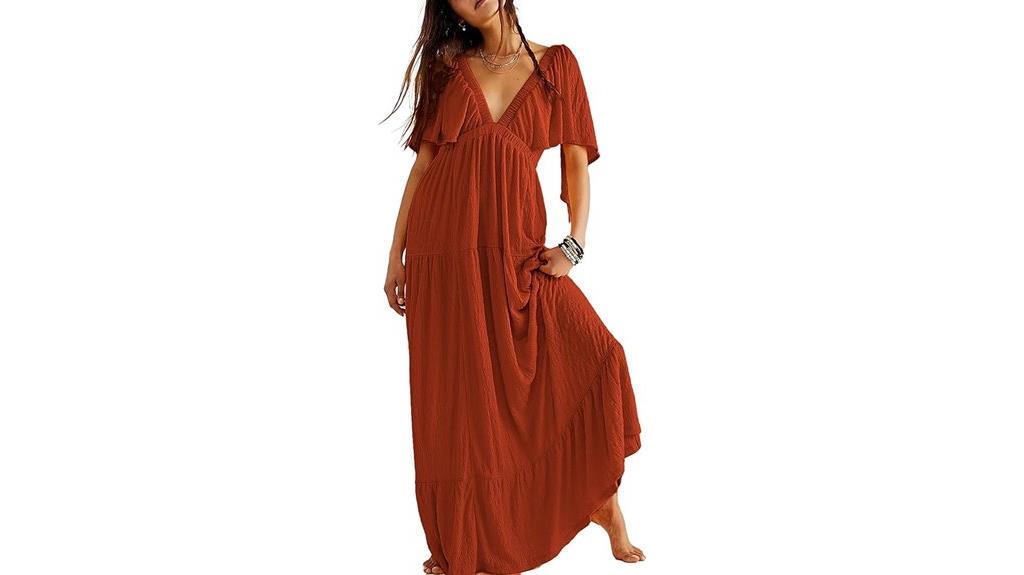 v neck flutter maxi