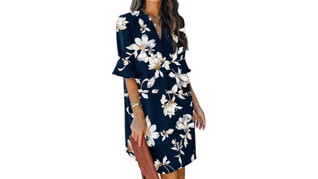 v neck ruffle casual dress