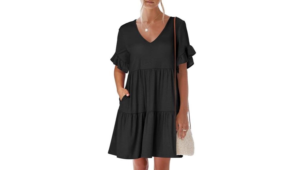 v neck ruffle mini dress