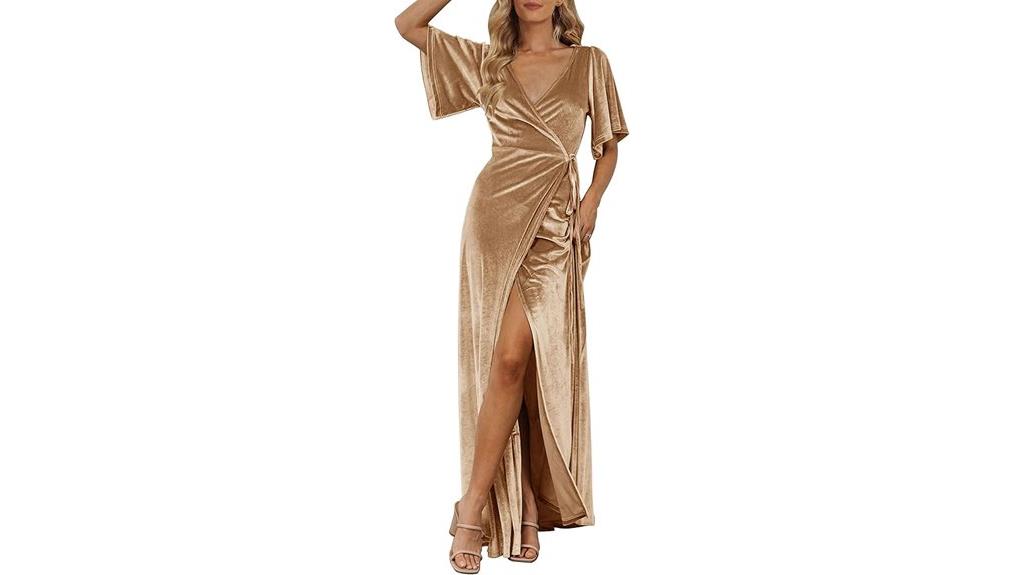 velvet v neck maxi
