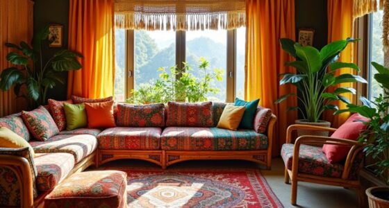vibrant patterned boho interiors