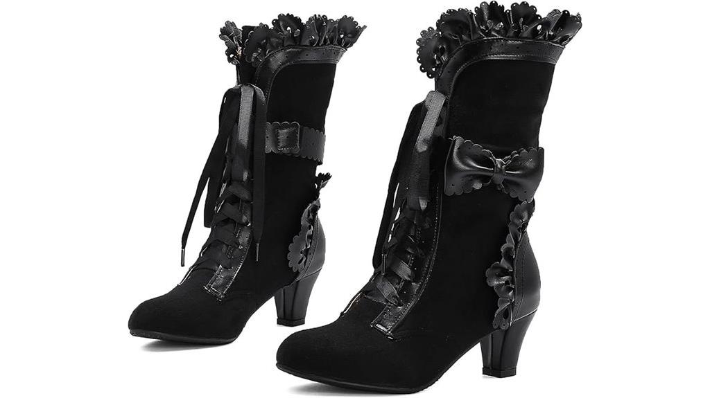 victorian lace up mid heel boots