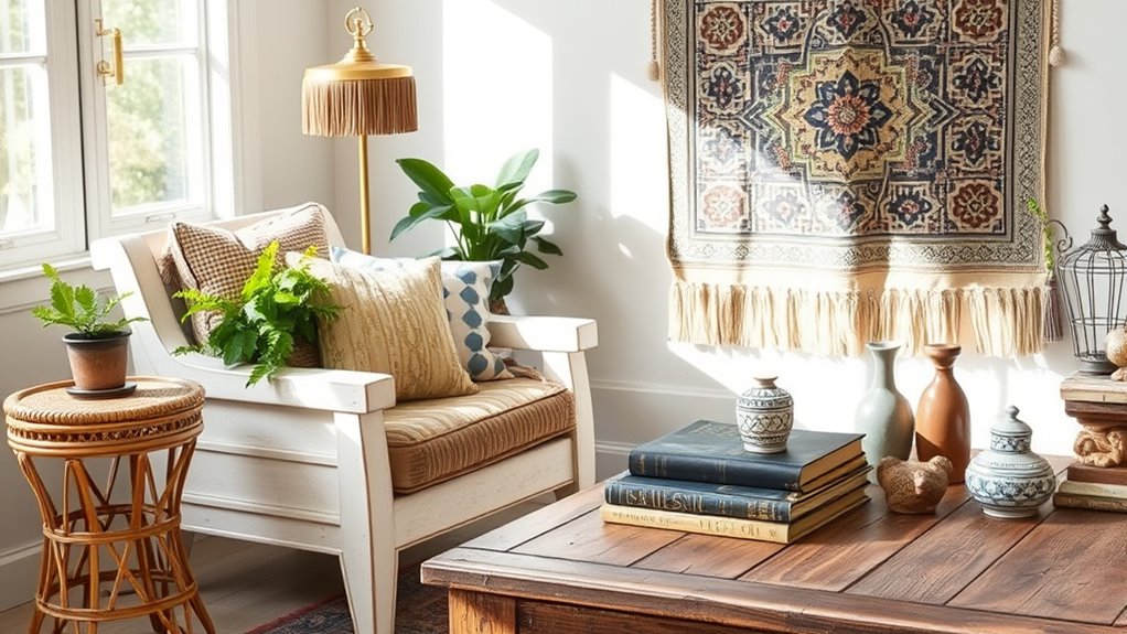 vintage decor enhances boho charm