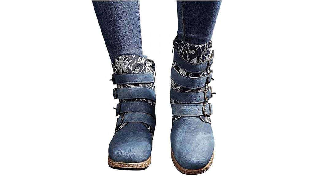 vintage denim flower boots