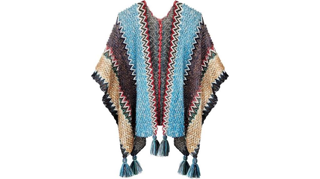 vintage ethnic tassel poncho