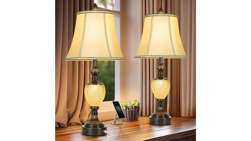 vintage fabric shade lamps