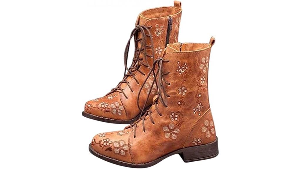 vintage floral combat boots