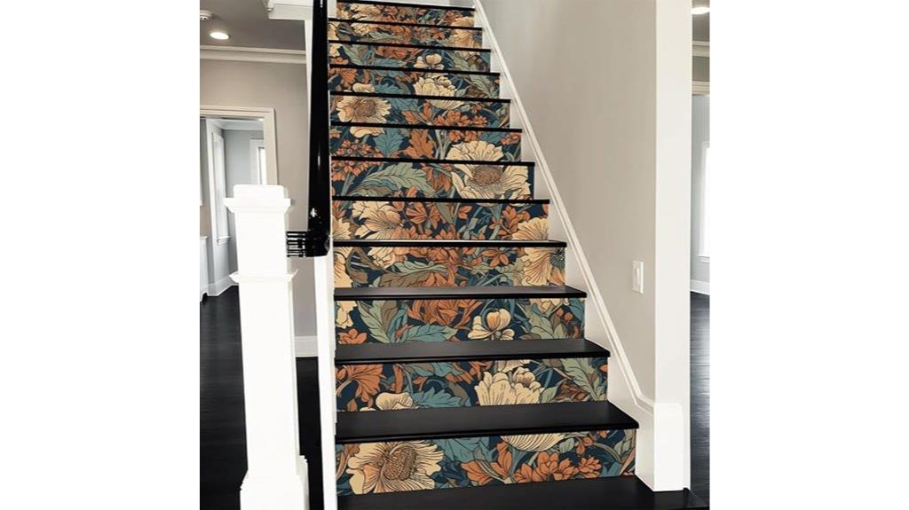 vintage floral stair decals