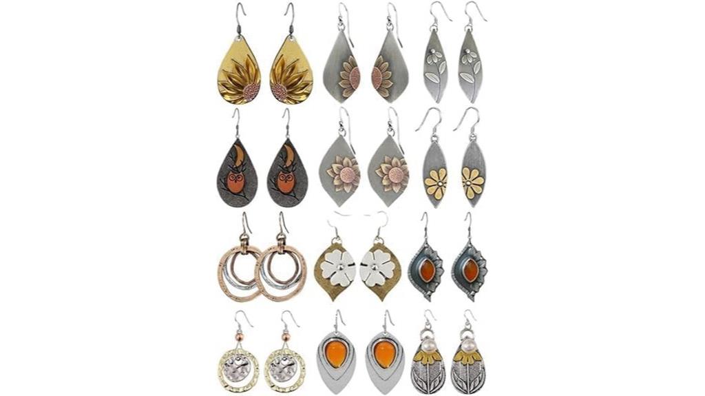 vintage geometric crystal earrings