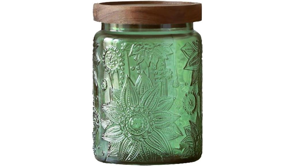 vintage green glass jar