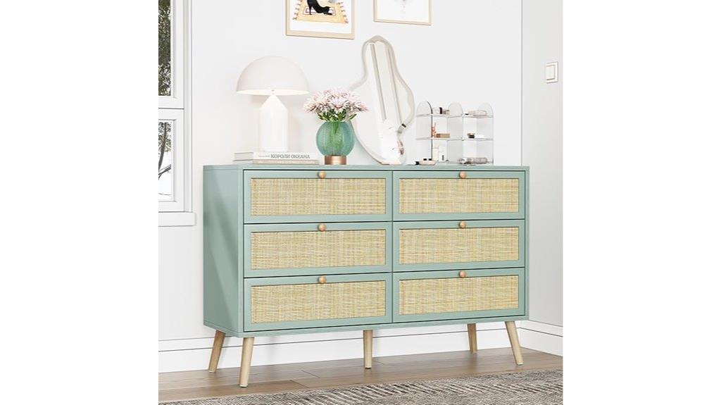 vintage rattan bedroom dresser