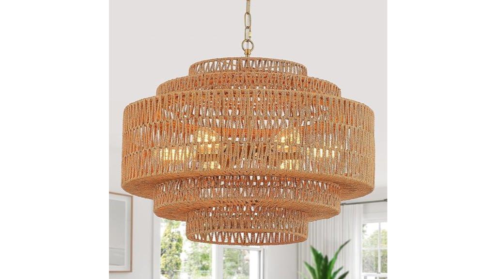 vintage rattan chandelier fixture