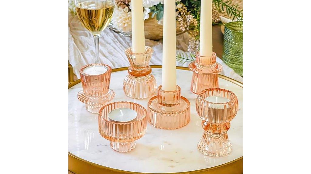 vintage rose gold candleholders