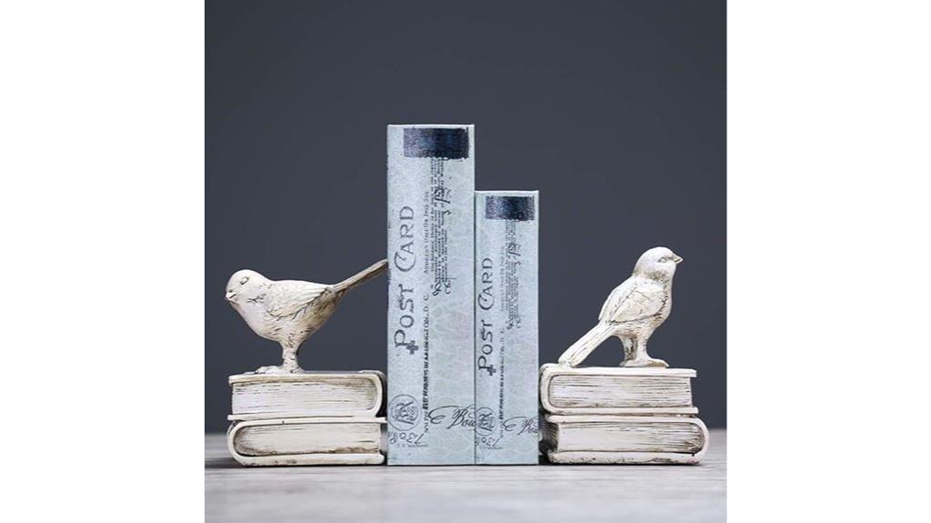 vintage white bird bookends