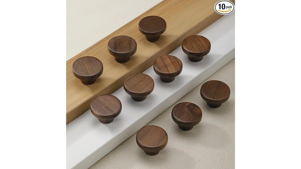 walnut wooden drawer handles