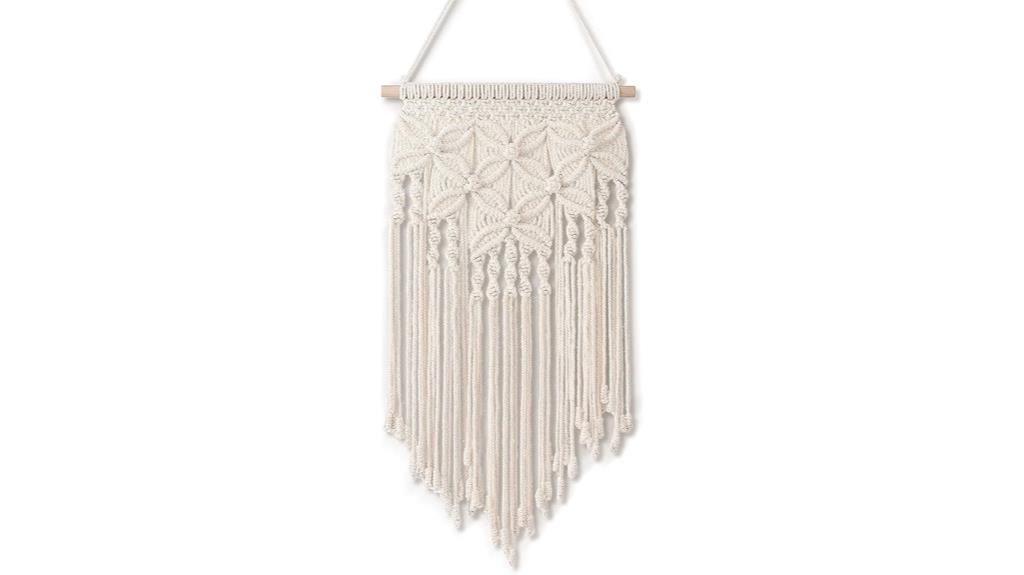 white boho macrame wall hanging