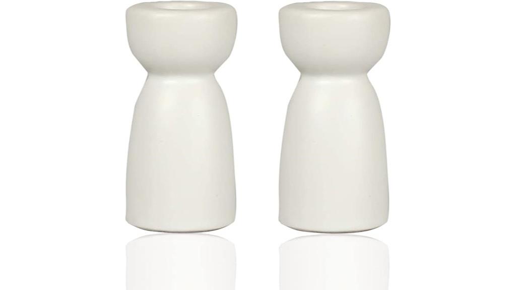 white ceramic candle holders