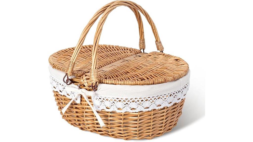 wicker picnic basket lid