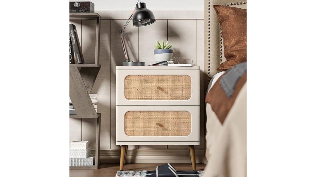 wicker rattan nightstand with drawers