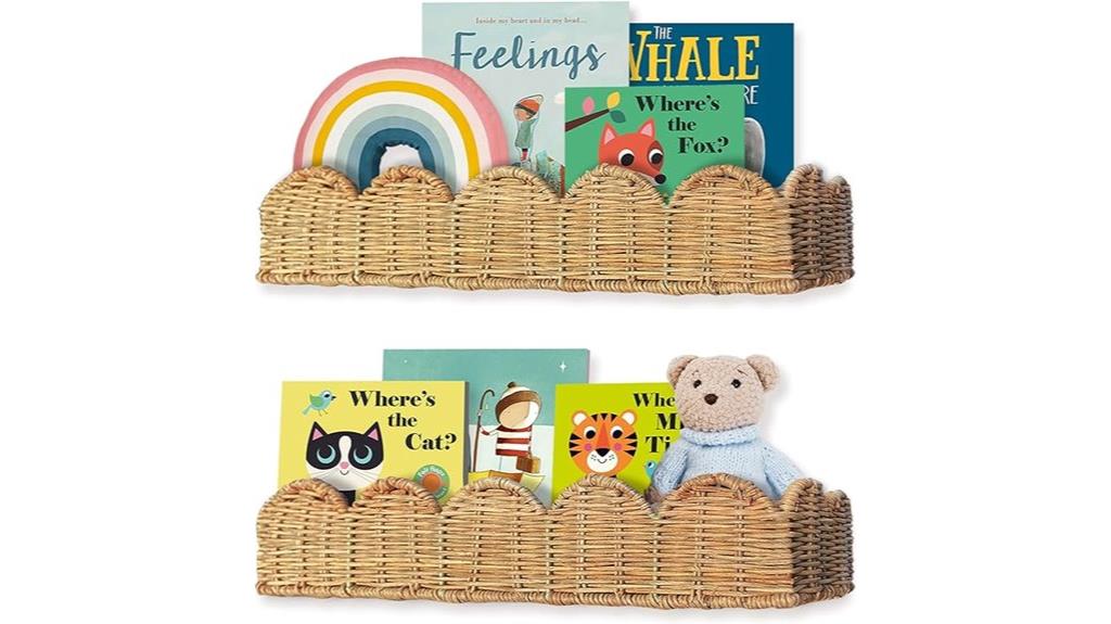 wicker wall mounted nursery shelves