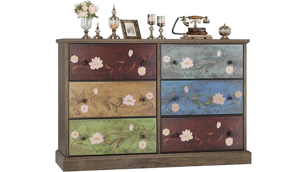wide six drawer dresser