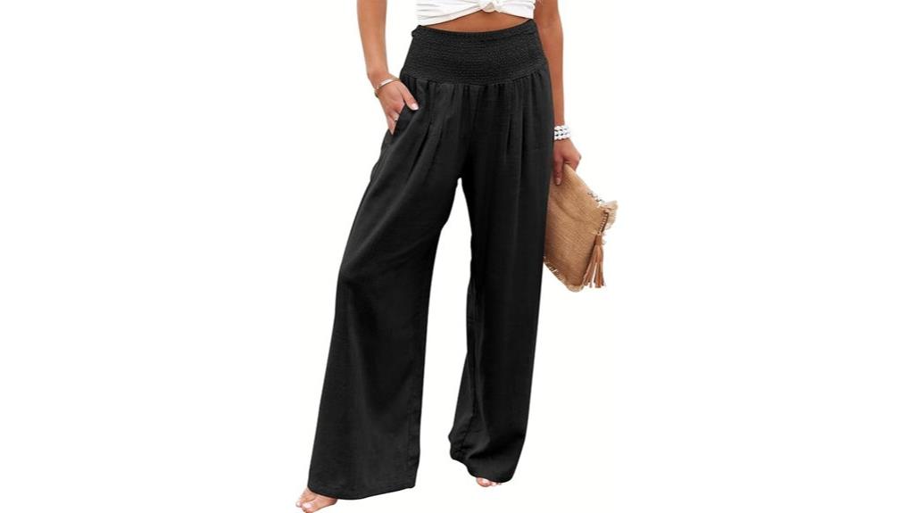 women linen wide leg pants