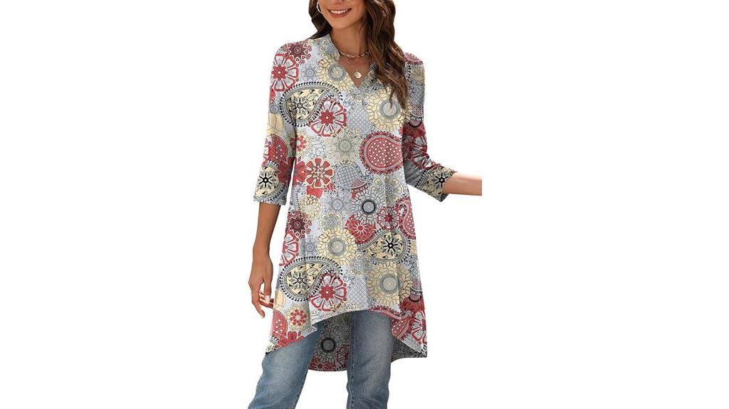 women s 3 4 sleeve tunic