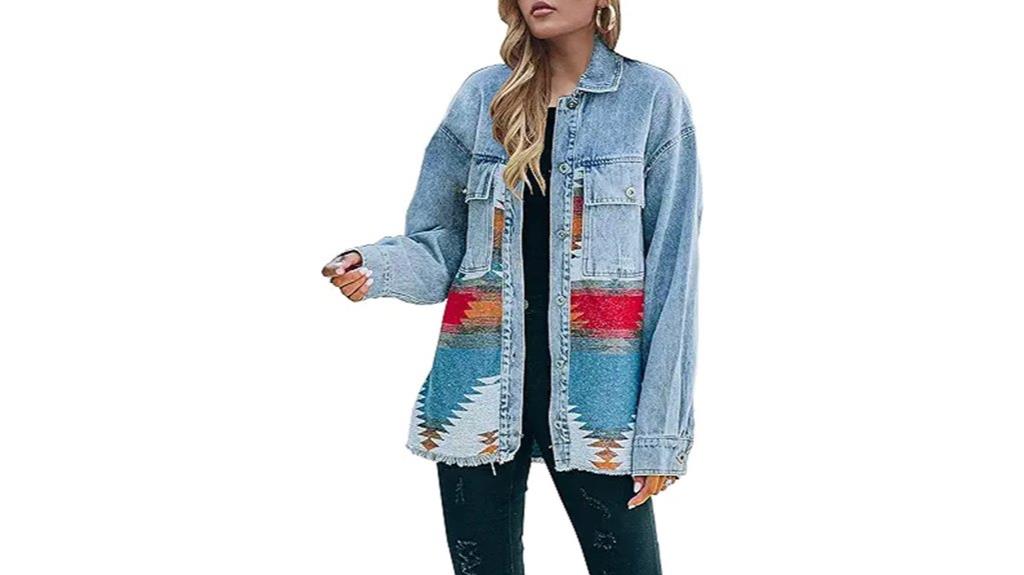 women s aztec denim jacket