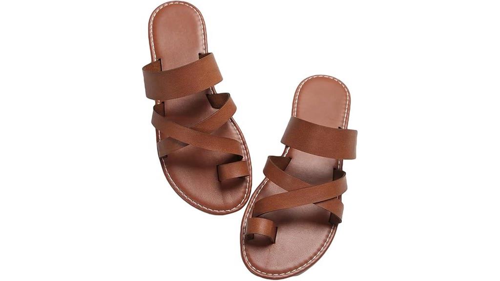 women s cross strap leather flats