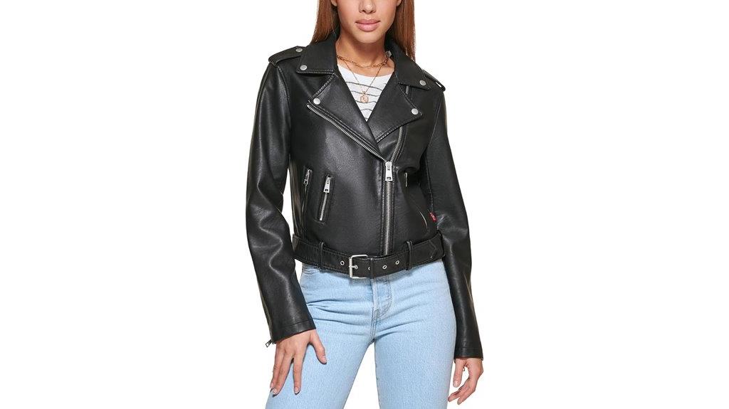 women s faux leather moto jacket