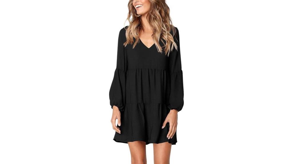 women s long sleeve v neck dress