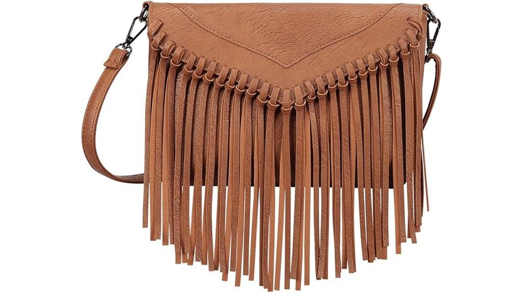 women s pu leather fringe purse