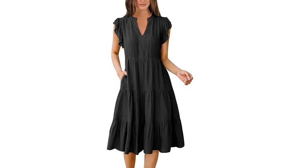 women s ruffle sleeve dress