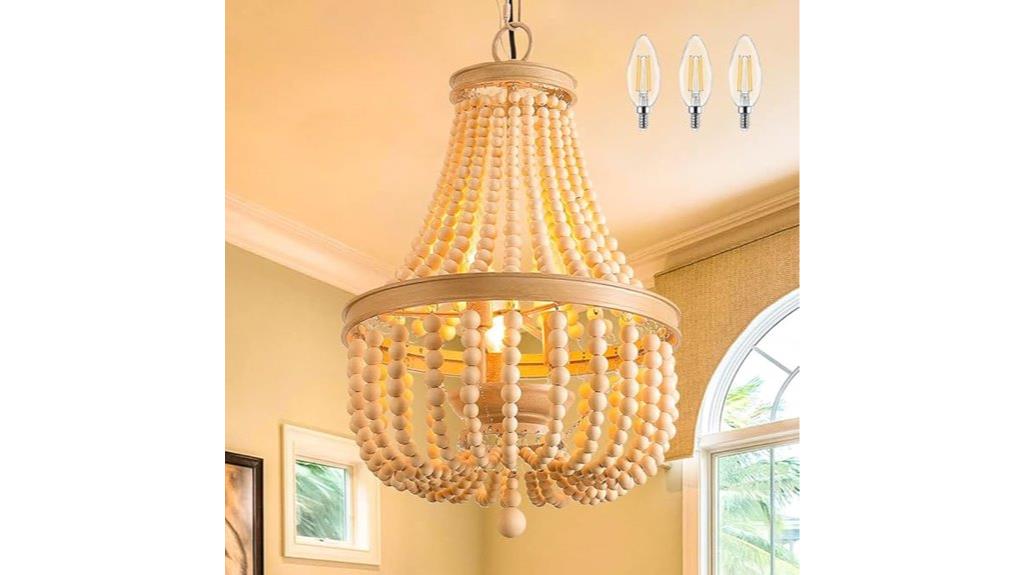 wood bead ceiling light