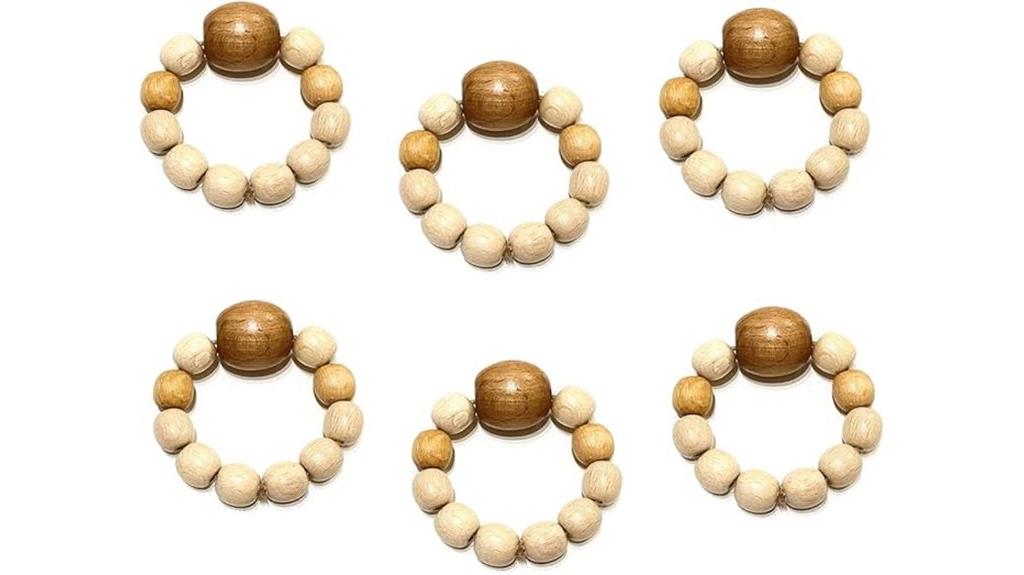 wood beads jute napkin rings