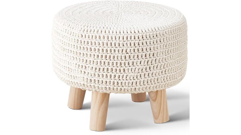 wood legged pouf ottoman