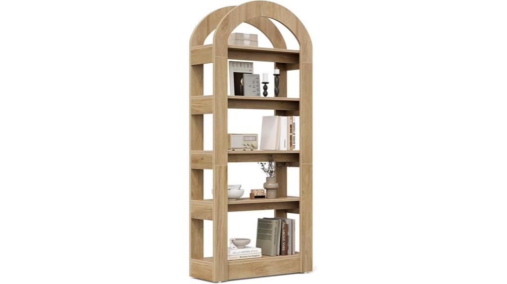 wooden arch bookshelf design