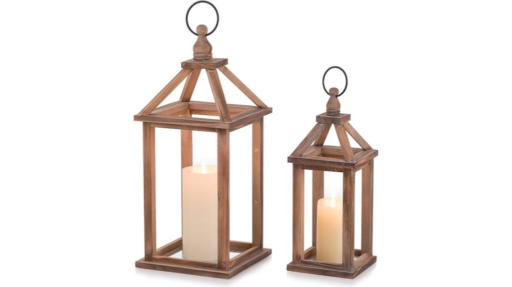 wooden candle lanterns set