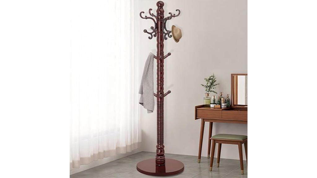wooden coat rack with hooks