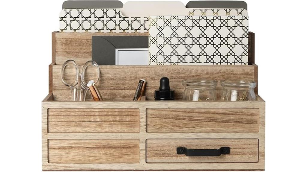 wooden mail organizer with drawer