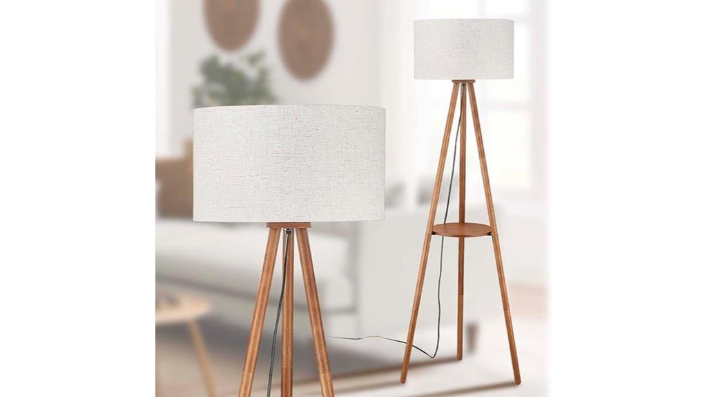 wooden tripod led lamp