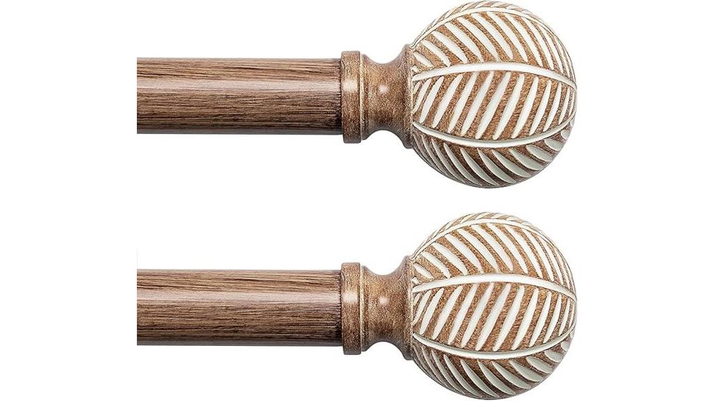 wooden window curtain rods