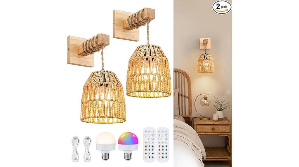 woven rattan lanterns set