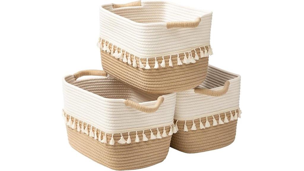woven storage bin trio