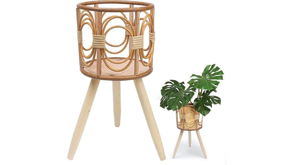 woven wooden rattan stand