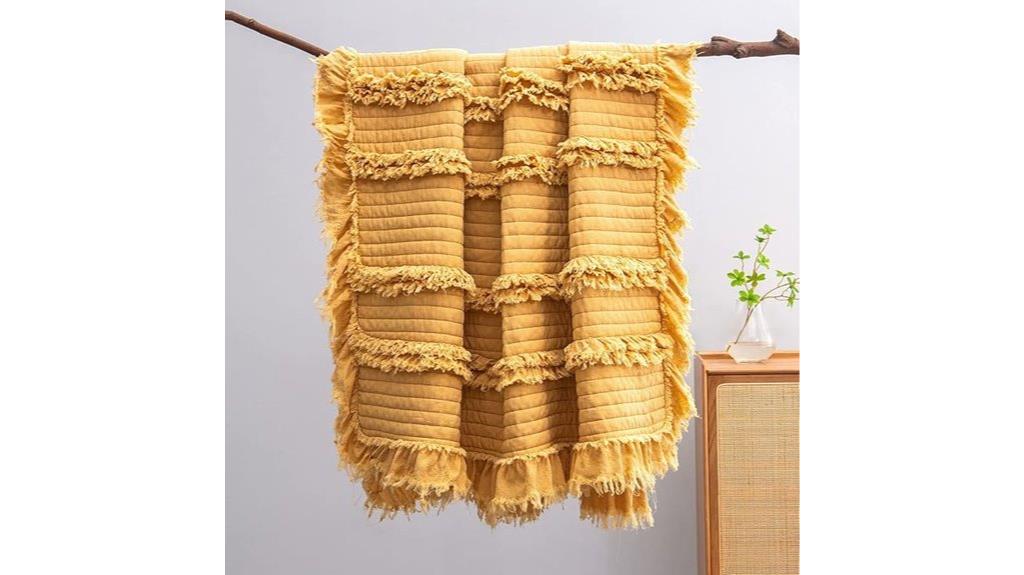 yellow boho quilted throw