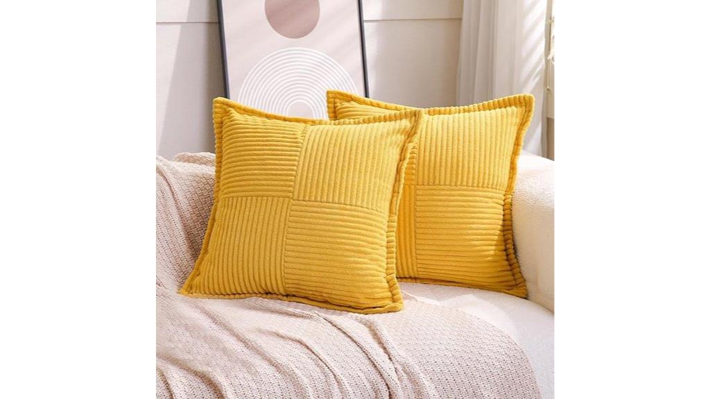 yellow corduroy pillow set