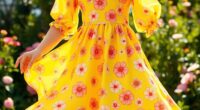 yellow floral sleeve dresses