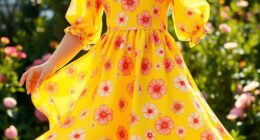yellow floral sleeve dresses