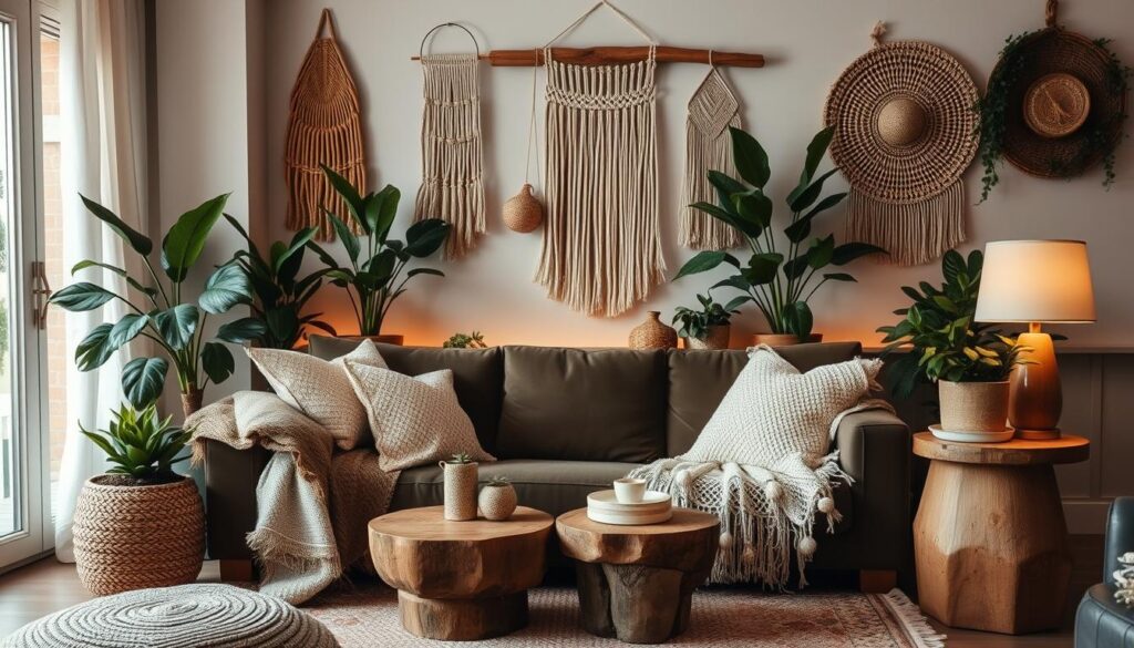layering textures in a cozy living room